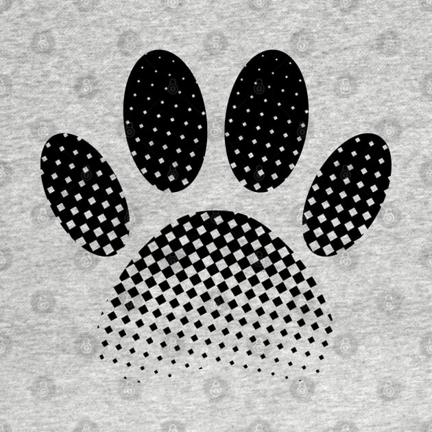 Check Pattern Halftone Dog Paw Print by Braznyc